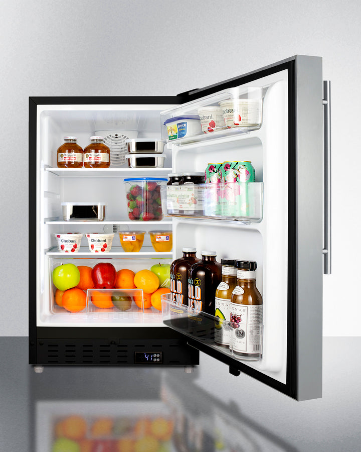 Summit -Shallow Depth 24 Wide Built-In All-Refrigerator with Slide-Out Storage Compartment | FF19524