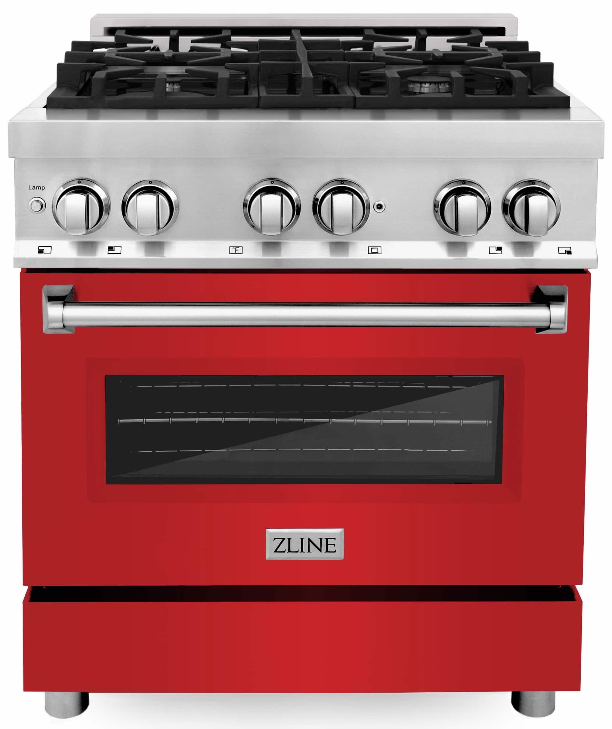 ZLINE 30Inch Professional Dual Fuel Range with Red Matte Door (RARM