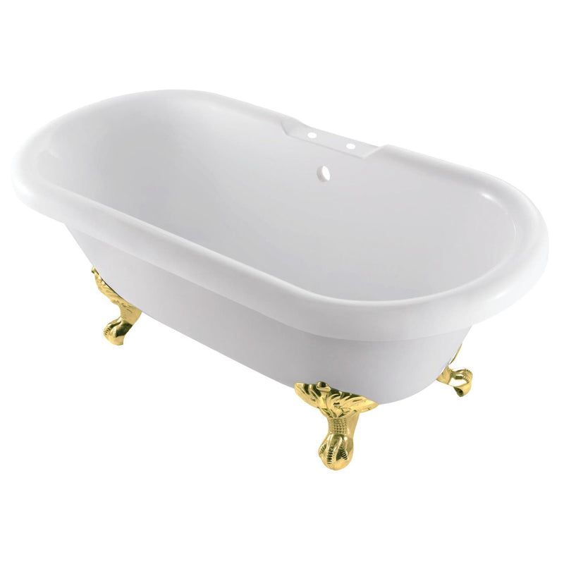 kingston-brass-aqua-eden-vt7ds672924jnh2-67-inch-acrylic-clawfoot-tub-with-7-inch-faucet-drillings-white-polished-brass