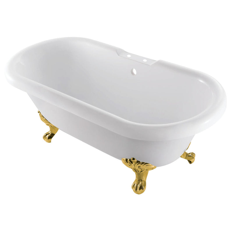 kingston-brass-aqua-eden-67-inch-acrylic-clawfoot-tub-with-7-inch-faucet-drillings-white-brushed-brass-vt7ds672924jnh7