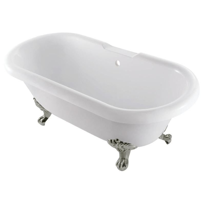 kingston-brass-aqua-eden-67-inch-acrylic-clawfoot-tub-no-faucet-drillings-white-brushed-nickel-vtds672924jnh8
