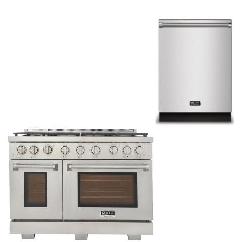 Kucht Appliance Package - 48 inch Propane Gas Range in Stainless Steel and Dishwasher, K6502D-KFX480