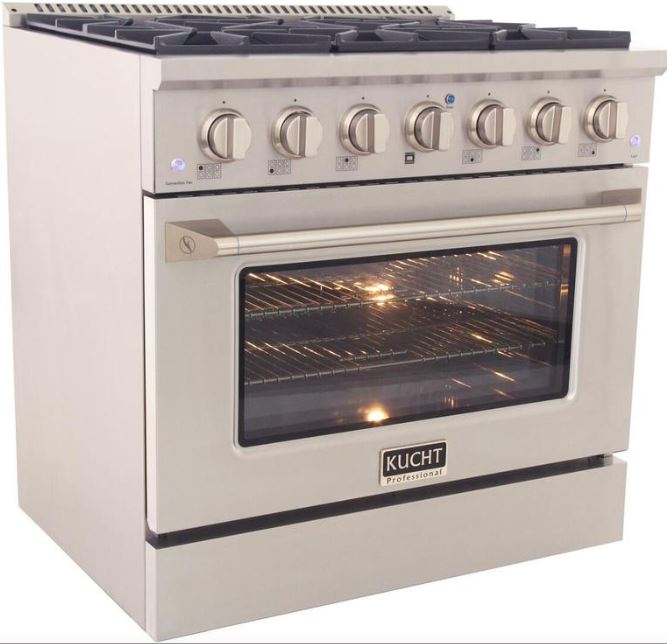 Kucht Appliance Package Professional 36 in. 5.2 cu ft. Natural Gas Range, Range Hood, Dishwasher, K7740D-KNG-361