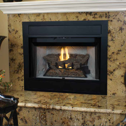 Superior Fireplaces 42 Inch BVent Fireplace with White Herringbone Re