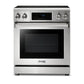 Thor Kitchen 6-Piece Appliance Package - 30-Inch Electric Range with Tilt Panel, Refrigerator with Water Dispenser, Wall Mount Hood, Dishwasher, Microwave Drawer, & Wine Cooler in Stainless Steel