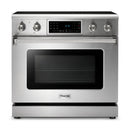 Thor Kitchen 4-Piece Appliance Package - 36-Inch Electric Range with Tilt Panel, Refrigerator with Water Dispenser, Dishwasher, & Microwave Drawer in Stainless Steel