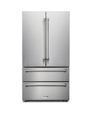 Thor Kitchen 5-Piece Appliance Package - 30-Inch Gas Range, French Door Refrigerator, Wall Mount Hood, Dishwasher, and Wine Cooler in Stainless Steel