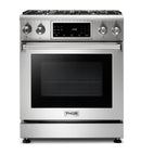 Thor Kitchen 4-Piece Appliance Package - 30-Inch Gas Range with Tilt Panel, Refrigerator with Water Dispenser, Dishwasher, & Microwave Drawer in Stainless Steel