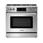 Thor Kitchen 5-Piece Appliance Package - 36-Inch Gas Range with Tilt Panel, French Door Refrigerator, Pro-Style Wall Mount Hood, Dishwasher, and Wine Cooler in Stainless Steel
