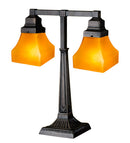 Meyda 20"H Bungalow Frosted Amber 2 Arm Desk Lamp - 111803