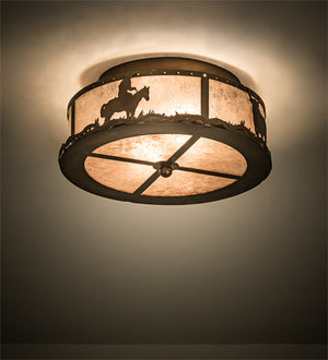 Meyda 16" Wide Cowboy & Steer Flushmount '118919
