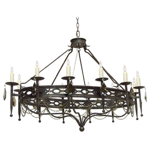 Meyda 60" Long Jasmine 12 LT Oblong Chandelier 120261