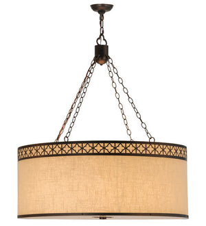 Meyda 36"W Cilindro Quatrefoil Textrene Pendant 128049