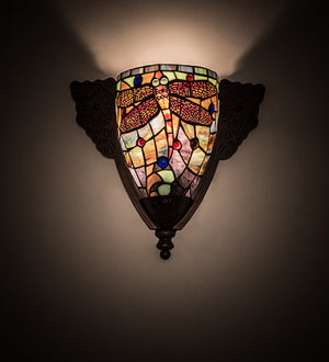 Meyda 15" Wide Tiffany Dragonfly Wall Sconce 128165