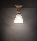 Meyda 5" Square Bungalow White Alabaster Swirl Flushmount 129075