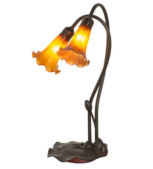 Meyda 16" High Amber Tiffany Pond Lily 2 LT Accent Lamp '12980