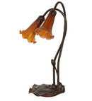 Meyda 16" High Amber Tiffany Pond Lily 2 LT Accent Lamp '12980