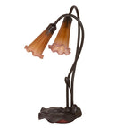 Meyda 16" High Amber/Purple Pond Lily 2 LT Table Lamp '13008