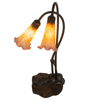 Meyda 16" High Amber/Purple Pond Lily 2 LT Table Lamp '13008