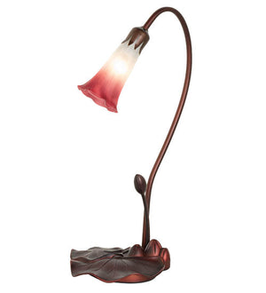 Meyda 16" High Pink/White Tiffany Pond Lily Accent Lamp '13509