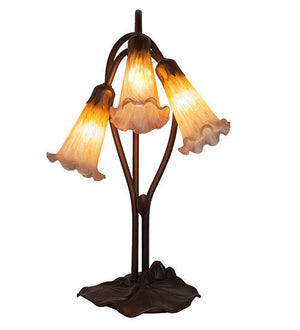Meyda 16" High Amber/Purple Pond Lily 3 LT Table Base '13674