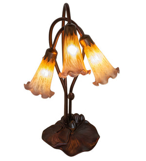 Meyda 16" High Amber/Purple Pond Lily 3 LT Table Base '13674