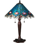 Meyda 23"H Peacock Feather Lace Table Lamp '138775