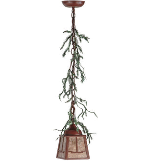 Meyda 5.5"sq Pine Branch Valley View Led Mini Pendant - 142074