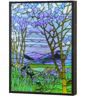 Meyda 30"w Tiffany Magnolia & Iris Stained Glass Lighted Window - 151565