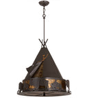 Meyda 24"W Teepee w/ Buffalo Pendant 15381