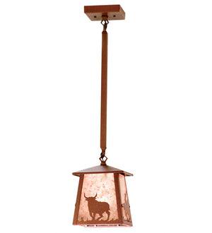 Meyda 7.5"Sq Cowboy & Steer Pendant '15507