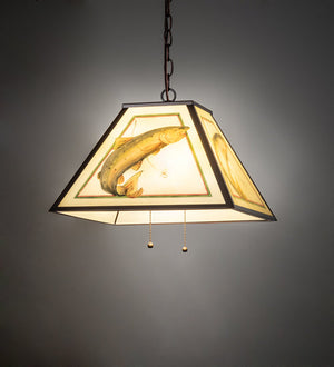 Meyda 16" Square Reverse Painted Trout Pendant '155274