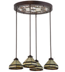 Meyda 27"w Middleton Art Glass Ceiling Medallion 4 Lt Pendant - 159298