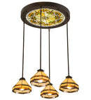 Meyda 27"w Middleton Art Glass Ceiling Medallion 4 Lt Pendant - 159298