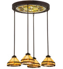 Meyda 27"w Middleton Art Glass Ceiling Medallion 4 Lt Pendant - 159298