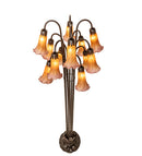 Meyda 63" High Amber/Purple Tiffany Pond Lily 12 Light Floor Lamp '15946