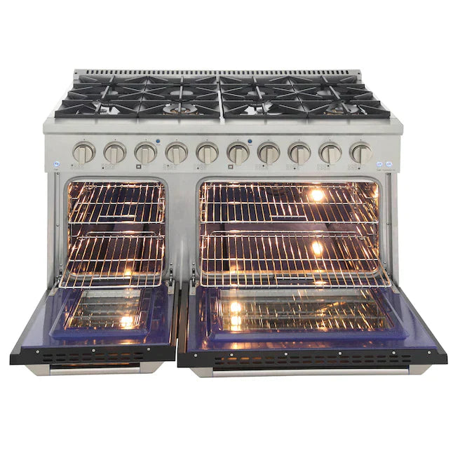 Kucht Signature 48" Pro-Style Dual Fuel Range in Black Oven Door & Gold KDF482-K-GOLD