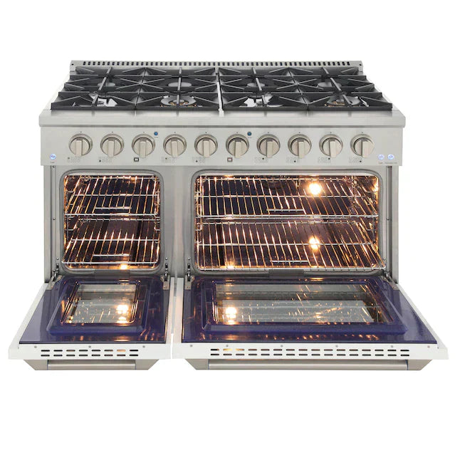 Kucht Signature 48-Inch Pro-Style Dual Fuel Range in Stainless Steel with White Oven Door & Rose Gold KDF482-W-ROSE