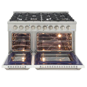 Kucht Signature 48-Inch Pro-Style Dual Fuel Range in Stainless Steel with White Oven Door & Rose Gold KDF482-W-ROSE