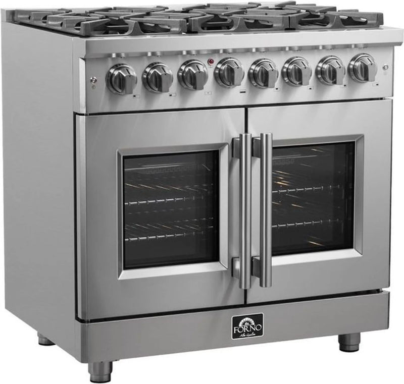 Forno Massimo 36-Inch Freestanding French Door Dual Fuel Range in Stainless Steel (FFSGS6325-36)