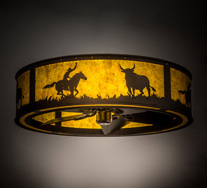 Meyda 36"W Cowboy & Steer Chandel-Air- 163131