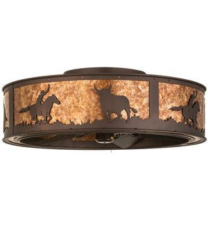 Meyda 36"W Cowboy & Steer Chandel-Air- 163131