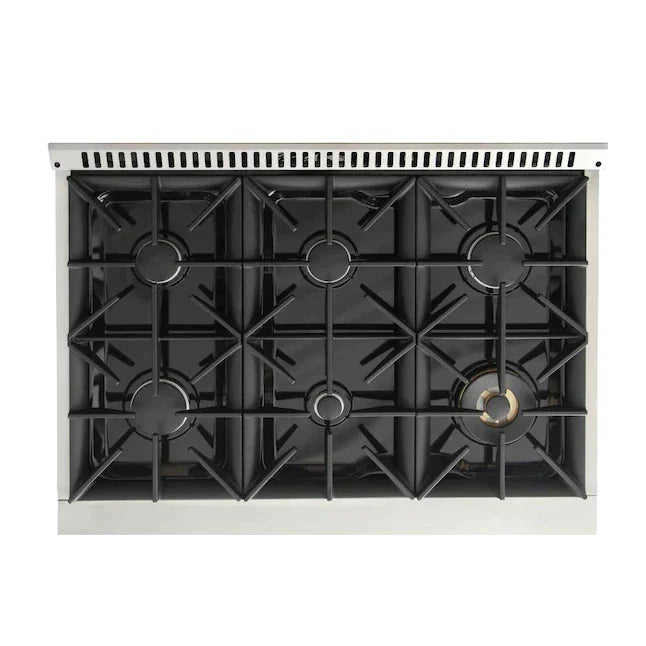 Kucht Signature 36-Inch Pro-Style Dual Fuel Range in Stainless Steel with Black Oven Door & Rose Gold Accents KDF362-K-ROSE