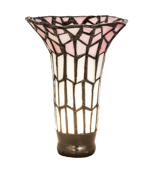 Meyda 4" Wide X 6" High Stained Glass Pond Lily Pink and White Shade '17624