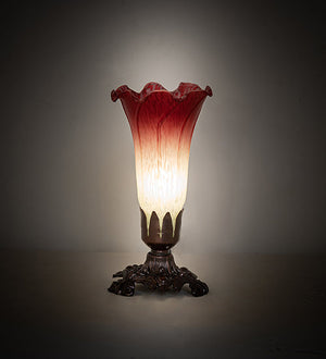 Meyda 8" High Seafoam/Cranberry Pond Lily Victorian Mini Lamp '185087