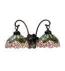 Meyda 18" Wide Tiffany Cabbage Rose 2 Light Wall Sconce 18712