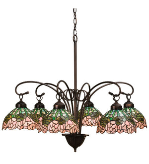 Meyda 31" Wide Tiffany Cabbage Rose 6 Light Chandelier 18713