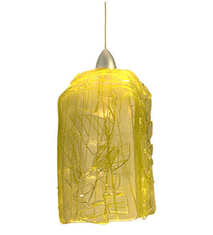 Meyda 4"Sq Metro Fusion Lemon Taffy Mini Pendant 19474