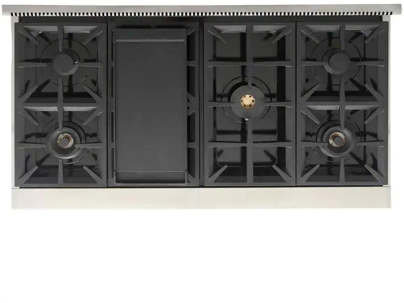 Kucht 48-Inch 6 Burner Gas Rangetop in Stainless Steel with Silver Accents (KFX489T-S)