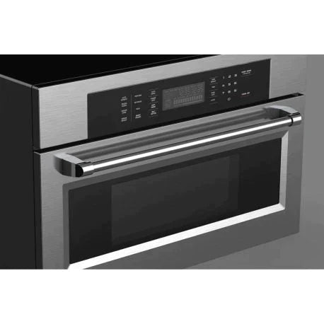 Kucht 5-Piece Appliance Package - 48-Inch Gas Range, Refrigerator, Wall Mount Hood, Dishwasher, & Microwave Oven in Stainless Steel